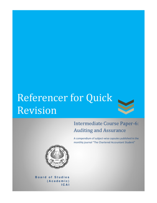 Auditing and ethics...last minute revision capsule..!!
CA Intermediate examination 
One revision source by ICAI