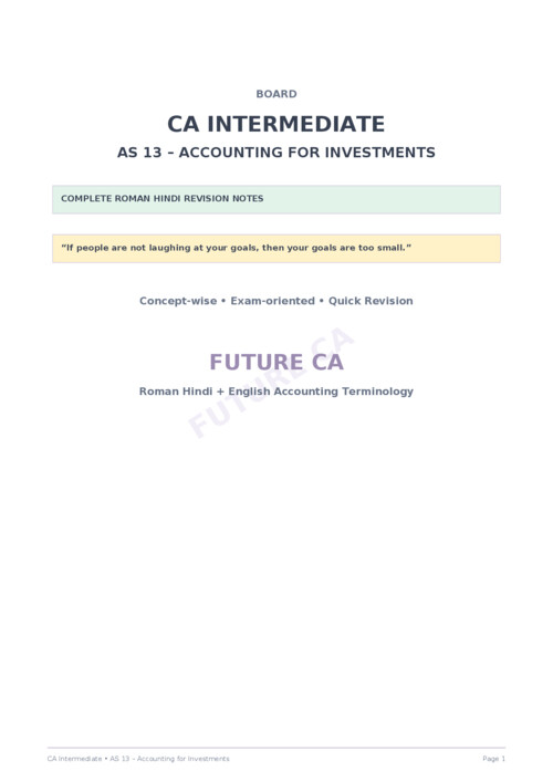 HOW'S THIS...?
As 13 Accounting For Investment 