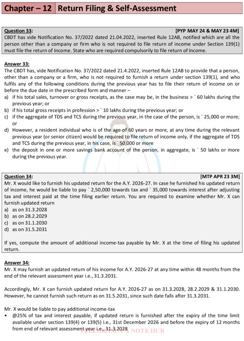 RETURN FILING & SELF ASSESSMENT MUST DO MASTER QUESTIONS BY CA VEDANT BAJAJ FOR SEPTEMBER, 2026