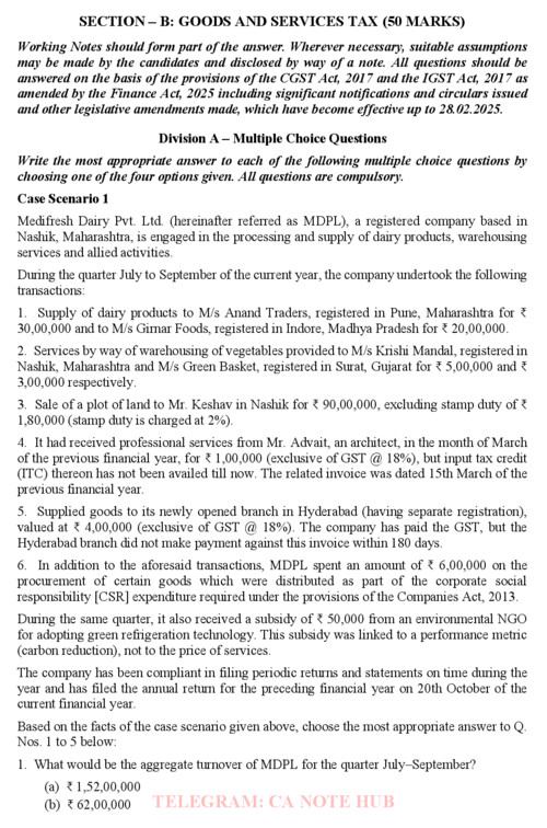 GST ALL INDIA MASTER MOCK TESTS ALONG WITH SOLUTIONS BY CA VISHAL BHATTAD FOR SEPTEMBER, 2026
