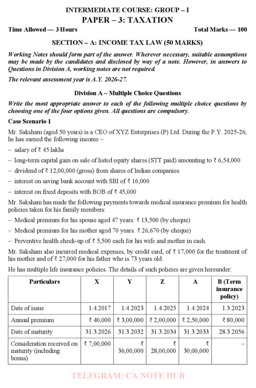 INCOME TAX + GST ALL INDIA MASTER MOCK TESTS ALONG WITH SOLUTIONS BY CA YASH KHANDELWAL AND CA VISHAL BHATTAD FOR SEPTEMBER, 2026