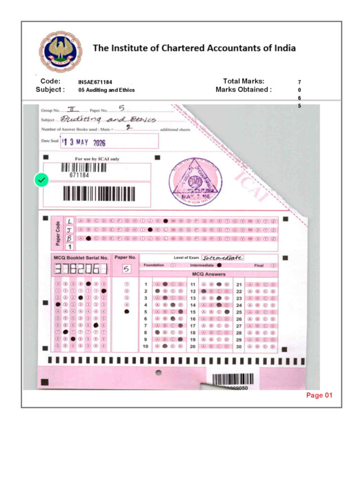 May 26 Air 1 AUDIT  ICAI Certified Copy 

If Anybody wants PW, Vishwas CA and Parag Sir classes DM me ✅ 
