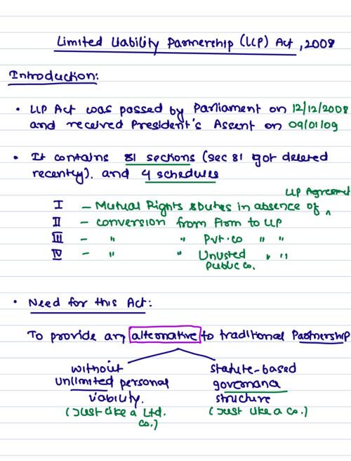LLP Ca inter handwritten notes