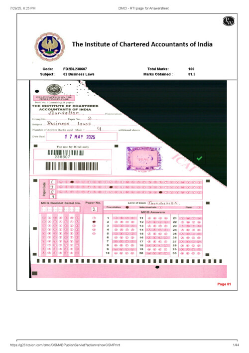 Exclusive Law certified copy (Topper Answer sheet) May 25