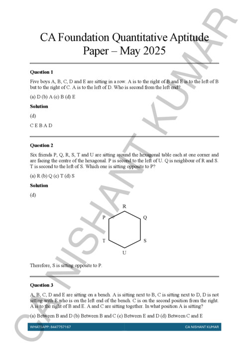Quantitative Aptitude PYQ May 2025 with solutions 