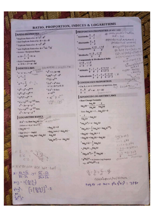 COMPLETE FORMULAS OF Q/A & NOTES OF THEORY & ALL CALCULATOR TRICKS FOR SEPTEMBER 26