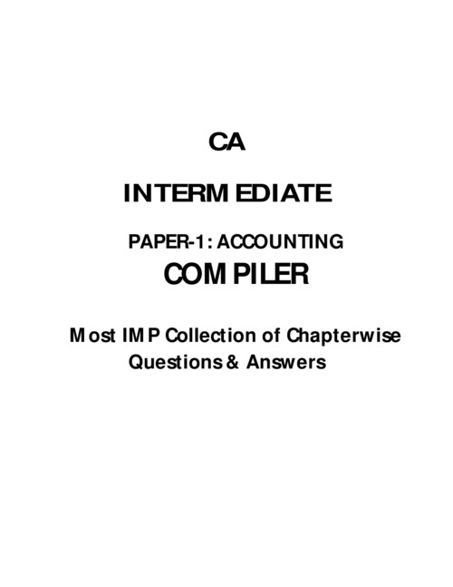 PAPER-1: ACCOUNTING
COMPILER
Most IMP Collection of Chapterwise
Questions & Answers