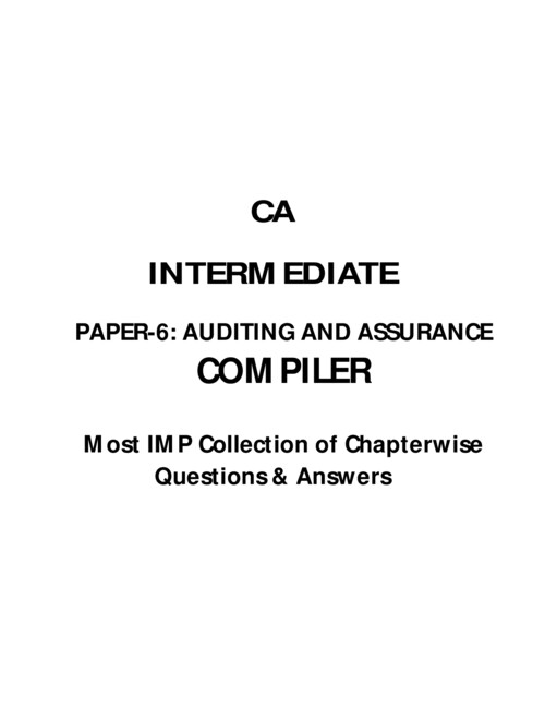 PAPER-6: AUDITING AND ASSURANCE
COMPILER
Most IMP Collection of Chapterwise
Questions & Answers