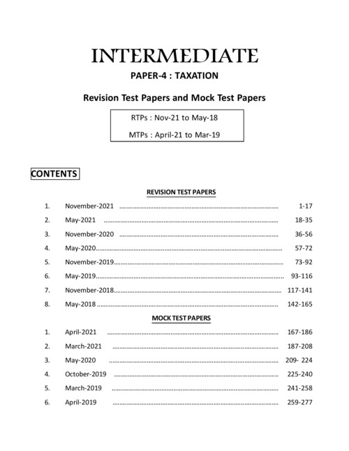 TAXATION
Revision Test Papers and Mock Test Papers