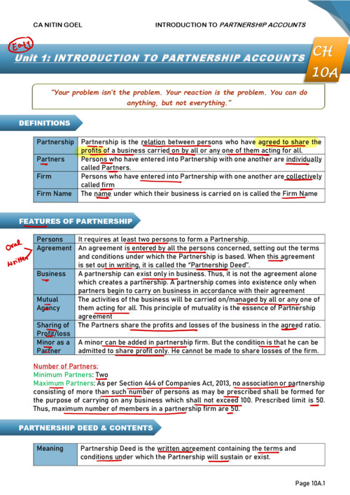Ca Nitin goal sir notes ch 10 unit 1 