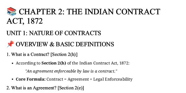 Business law Chapter 2 The Indian Contract Act ,1872
Unit 1 General Nature of Contract 